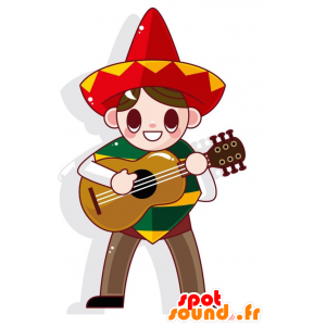 Mycket leende mexikansk pojkmaskot, med en sombrero - Spotsound