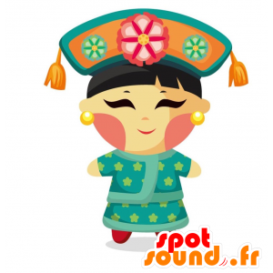 Kinesisk maskot. Farverig asiatisk kvindemaskot - Spotsound
