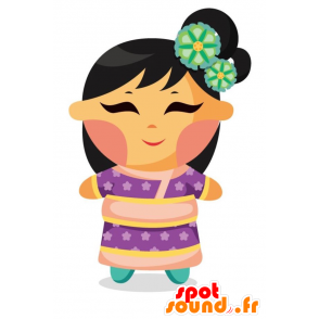 Maskottchen asiatische Frau mit schöner violetter Robe - 2D / 3D-Maskottchen - MASFR028960 - SpotSound.fr