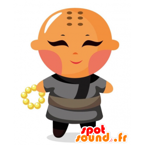 Mascot Asian bald man with...