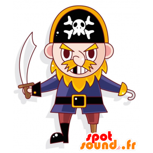 Vild piratmaskot med ett träben - Spotsound maskot