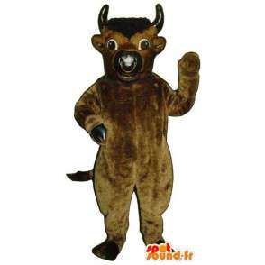 Brun og sort bøffelmaskot - Spotsound maskot kostume