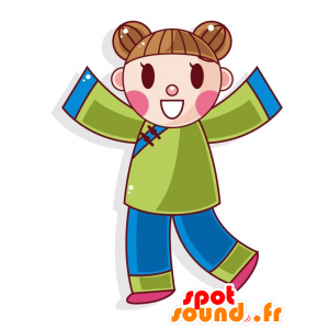 Mascotte de fillette asiatique très souriante - MASFR028996 - Mascottes 2D/3D