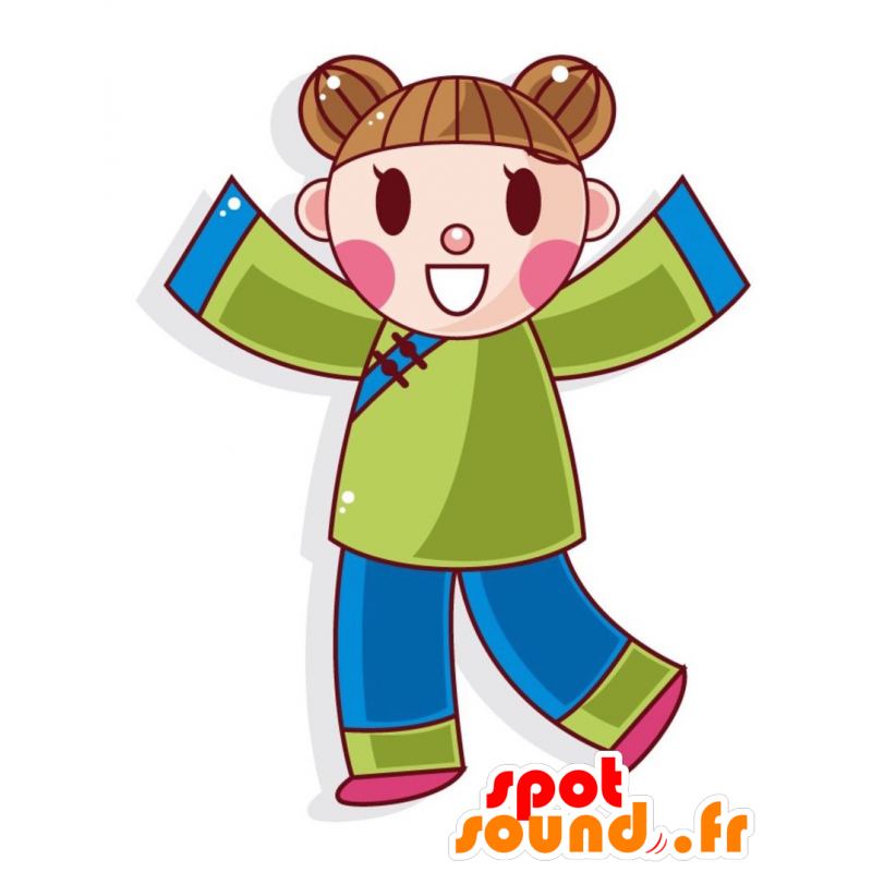 Mascotte molto sorridente ragazza asiatica - MASFR028996 - Mascotte 2D / 3D