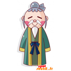 Mascotte d'homme chinois. Mascotte de vieil homme - MASFR028999 - Mascottes 2D/3D