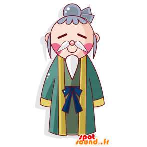 Mascotte d'homme chinois. Mascotte de vieil homme - MASFR028999 - Mascottes 2D/3D