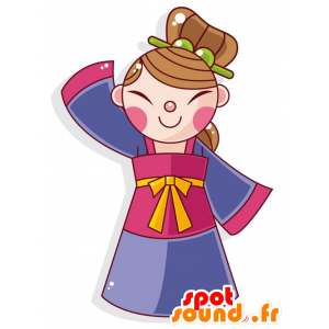Mascot kleurrijke en vrolijke Chinese vrouw - MASFR029000 - 2D / 3D Mascottes