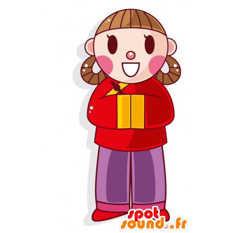 Vriendelijke en origineel Chinees Meisje Mascot - MASFR029001 - 2D / 3D Mascottes