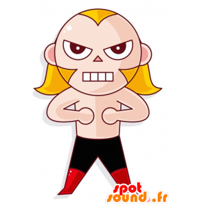 Mascot blonde wrestler, med langt hår - MASFR029004 - 2D / 3D Mascots