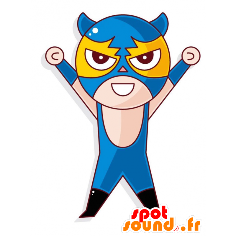 Mascota del luchador con un mono azul - MASFR029005 - Mascotte 2D / 3D