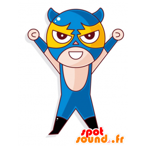 Mascotte de catcheur avec une combinaison bleue - MASFR029005 - Mascottes 2D/3D