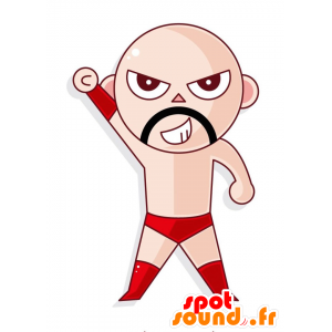 Mascot bart wrestler med en rød slip - MASFR029006 - 2D / 3D Mascots