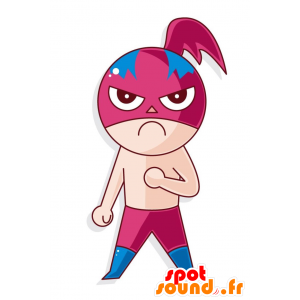 Wrestler maskot med en rosa outfit, ser otäck ut - Spotsound