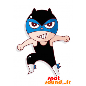 Mascotte lottatore con un abito nero e blu - MASFR029008 - Mascotte 2D / 3D