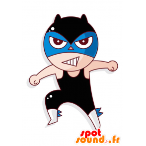 Mascota del luchador con un traje negro y azul - MASFR029008 - Mascotte 2D / 3D