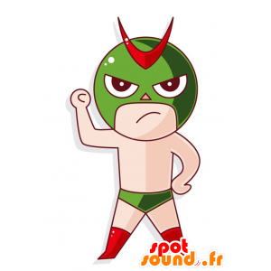 Wrestler Mascot holde rødt og grønt - MASFR029009 - 2D / 3D Mascots