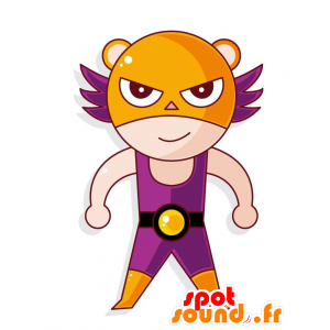 Mascotte de catcheur habillé en violet et orange - MASFR029010 - Mascottes 2D/3D