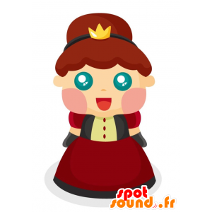 Mascota de la reina con un vestido rojo. princesa de la mascota - MASFR029013 - Mascotte 2D / 3D
