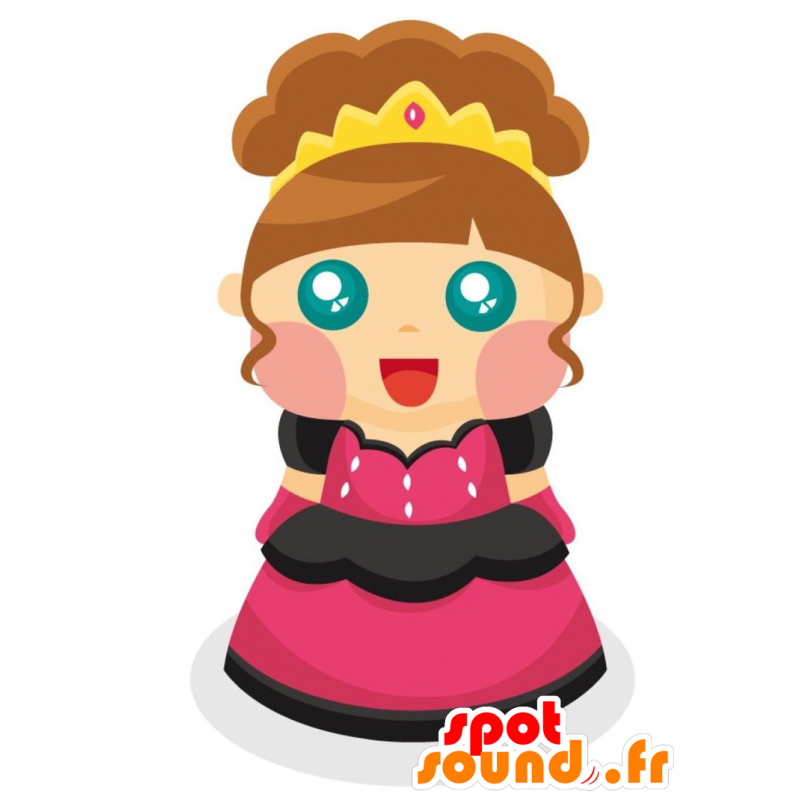 美しいピンクと黒のドレスを着たプリンセスマスコット-MASFR029014-2D / 3Dマスコット