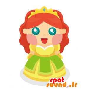 Princess maskot kledd i en gul kjole - MASFR029015 - 2D / 3D Mascots