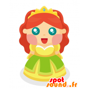 Prinsesse maskot klædt i en gul kjole - Spotsound maskot kostume