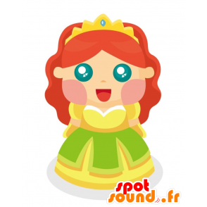 Princess μασκότ ντυμένος με ένα κίτρινο φόρεμα - MASFR029015 - 2D / 3D Μασκότ