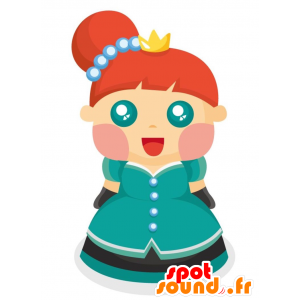 Queen mascotte met een blauwe jurk. Doll Mascot - MASFR029016 - 2D / 3D Mascottes
