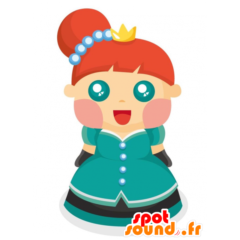 Mascotte de reine avec une robe bleue. Mascotte de poupée - MASFR029016 - Mascottes 2D/3D