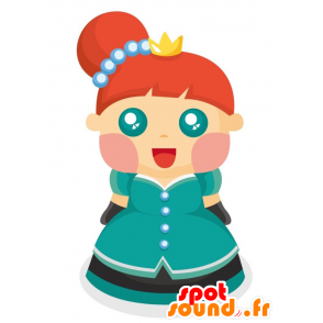 Mascotte de reine avec une robe bleue. Mascotte de poupée - MASFR029016 - Mascottes 2D/3D