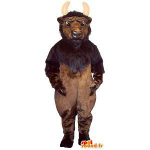 Bruin en zwart buffalo kostuum. Buffalo Costume - Mascotte van de stier - MASFR007345 - SpotSound.fr