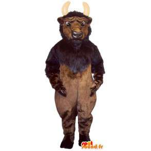 Bruin en zwart buffalo kostuum. Buffalo Costume - MASFR007345 - Mascot Bull