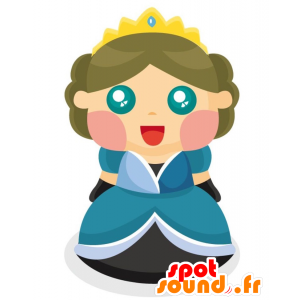 Mascot princesa gorda y colorido con un vestido azul - MASFR029017 - Mascotte 2D / 3D