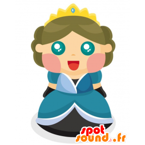Mascot plump und bunte Prinzessin mit einem blauen Kleid - MASFR029017 - 2D / 3D Maskottchen