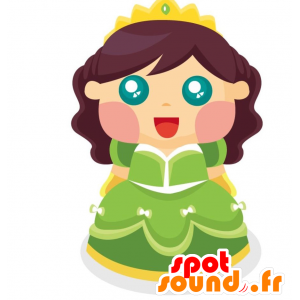 Bonita mascota de la princesa con un vestido y una corona - MASFR029019 - Mascotte 2D / 3D