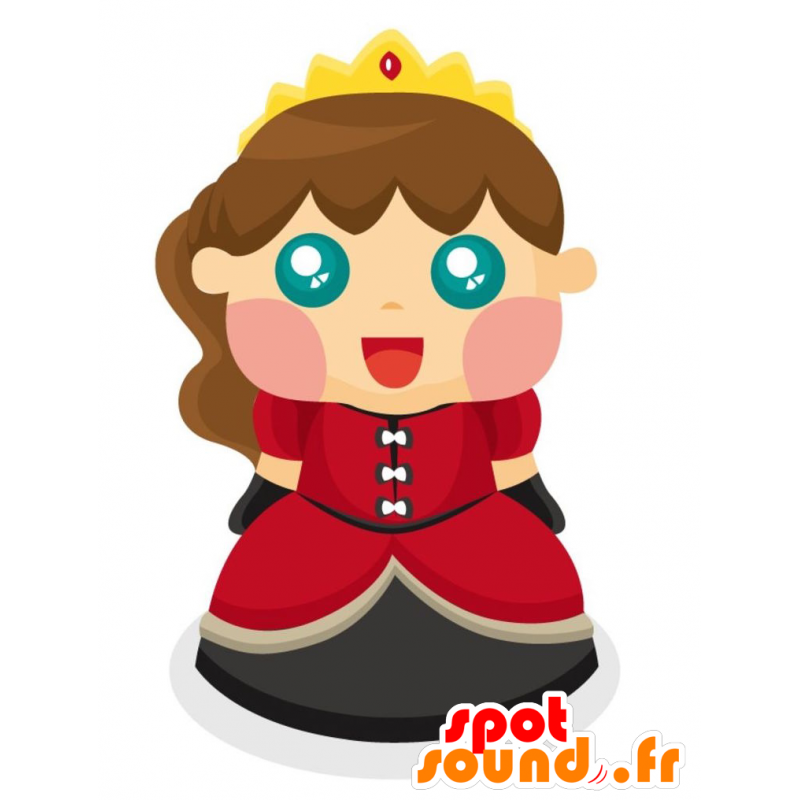 Mascotte de princesse aux yeux bleus. Mascotte de reine - MASFR029020 - Mascottes 2D/3D