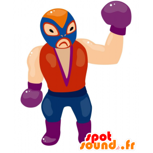 Wrestler mascotte indossa i guantoni - MASFR029024 - Mascotte 2D / 3D