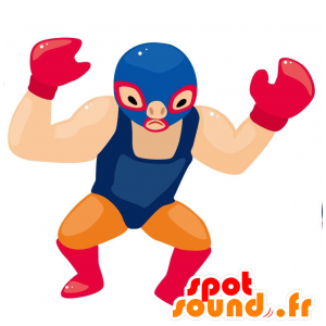 Mascota del luchador con una capucha y una derecha al cuerpo - MASFR029025 - Mascotte 2D / 3D