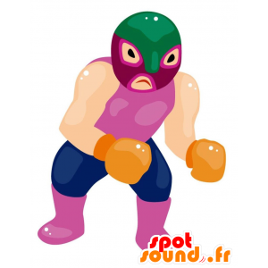 Mascota del luchador con una capucha y una derecha al cuerpo - MASFR029026 - Mascotte 2D / 3D