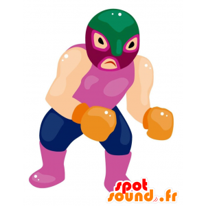 Mascote wrestler com um capuz e um direito ao corpo - MASFR029026 - 2D / 3D mascotes