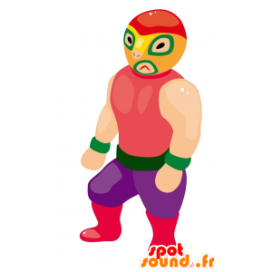 Mascotte de catcheur très coloré et musclé - MASFR029029 - Mascottes 2D/3D