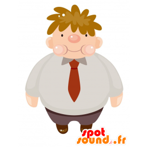 Mascot plump und lächelnder Mann mit einem Anzug und Krawatte - MASFR029031 - 2D / 3D Maskottchen