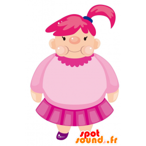 Mascot plump Mädchen, gekleidet in rosa - MASFR029032 - 2D / 3D Maskottchen