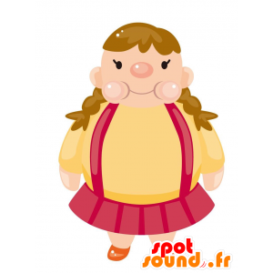 Maskot obese jente. Mascot skole - MASFR029034 - 2D / 3D Mascots