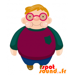 Mascot schoolboy. Mascot plump with glasses - MASFR029036 - 2D / 3D mascots