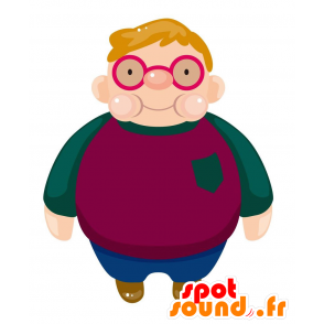 Mascot schooljongen. Mascot mollige met een bril - MASFR029036 - 2D / 3D Mascottes