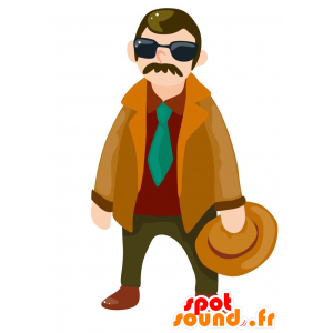 Mascot detective privato. Uomo vestito mascotte - MASFR029042 - Mascotte 2D / 3D