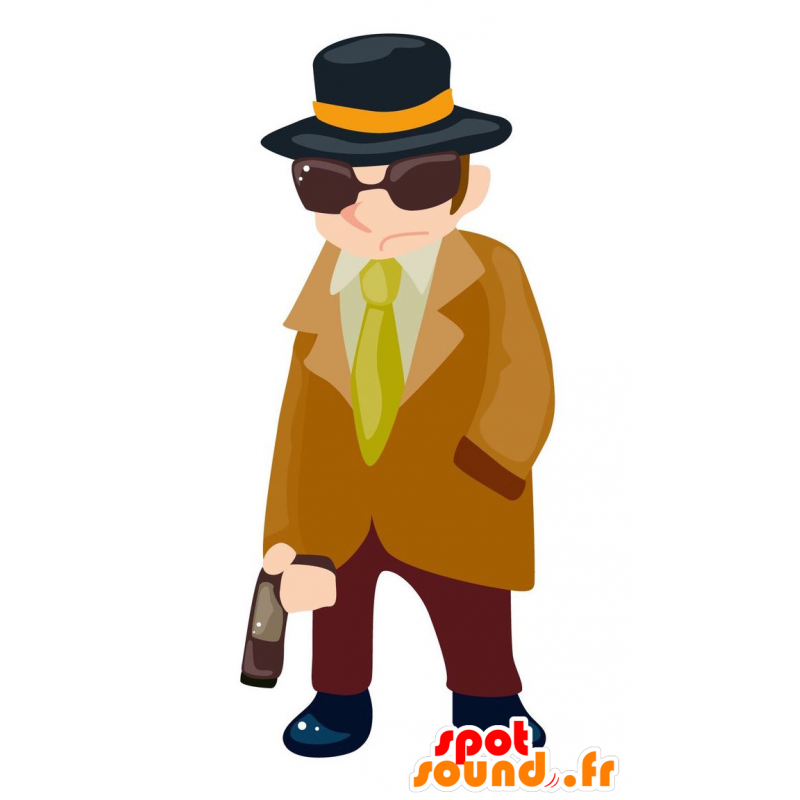 Mascotte d'homme armé. Mascotte de bandit, de gangster - MASFR029045 - Mascottes 2D/3D