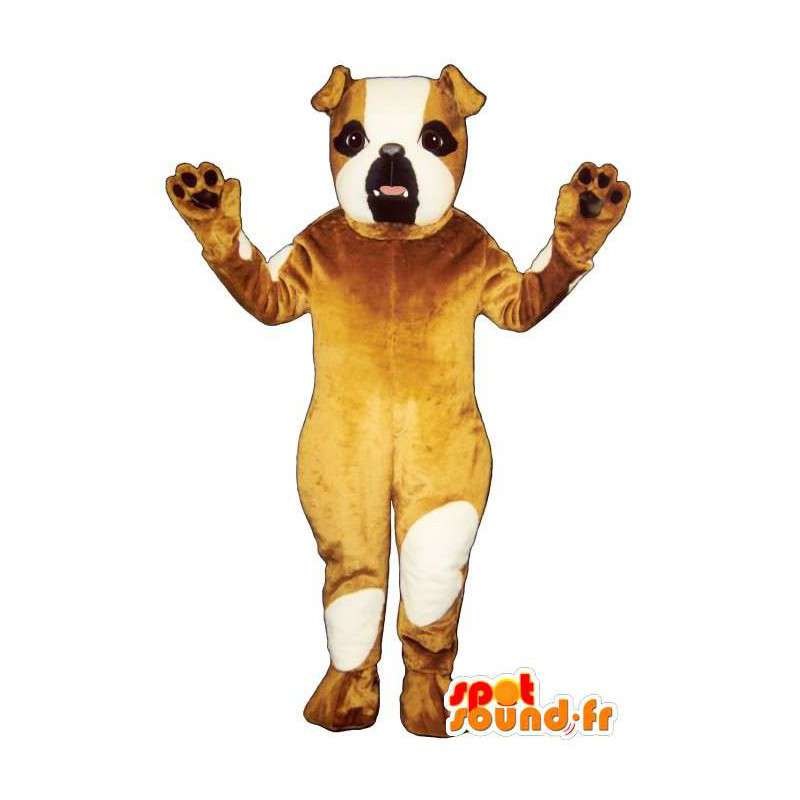 Brun og hvid hundemaskot - Spotsound maskot kostume