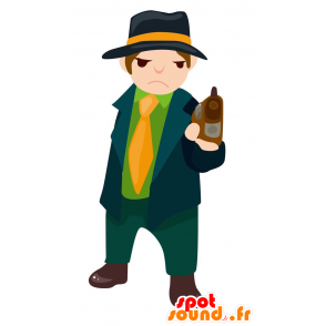 Mascotte de gangster. Mascotte de bandit, d'homme mafieux - MASFR029047 - Mascottes 2D/3D