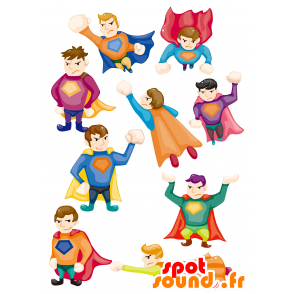 Mascotte supereroe, con un abito e un mantello colorato - MASFR029048 - Mascotte 2D / 3D